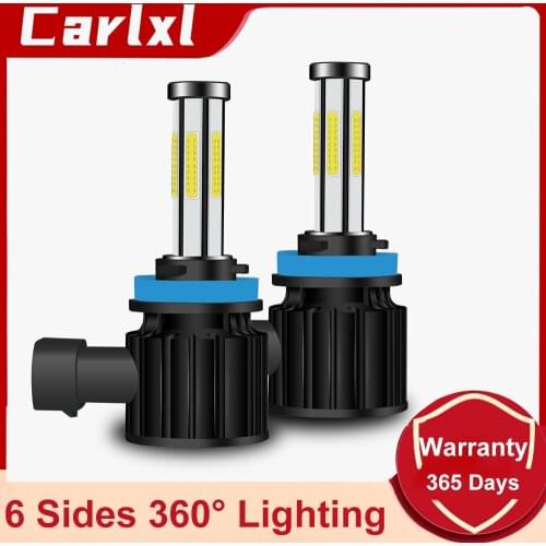 Carlxl H4 H7 LED 6 Sides 80W 16000LM Car LED Headlight Bulbs H8 H9 H11 9005 HB3 9006 HB4 9012 Auto Fog Lamp 6000K Headlamp 12V