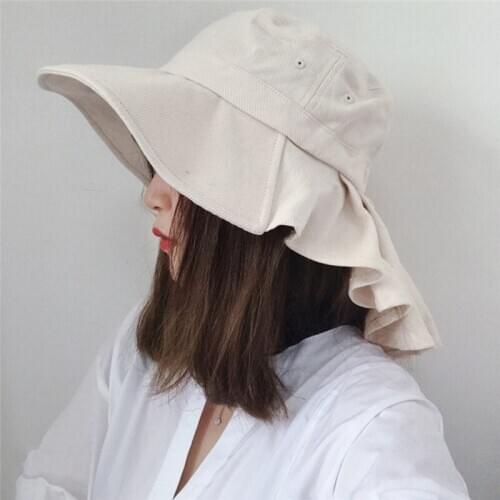 Outdoor Cap UV Protection Big Side Beach Sport Sun Hat Ladies Hat Convenient Folding Cap Storage Hat Neck Scarf Sun Visor