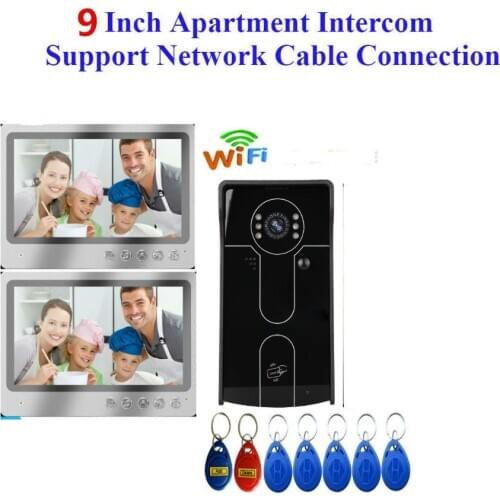 RIFD card Wireless Video Intercom IP Video Door Phone Wifi 9 inch Monitor 700TVL Doorbell Camera Home Intercom System