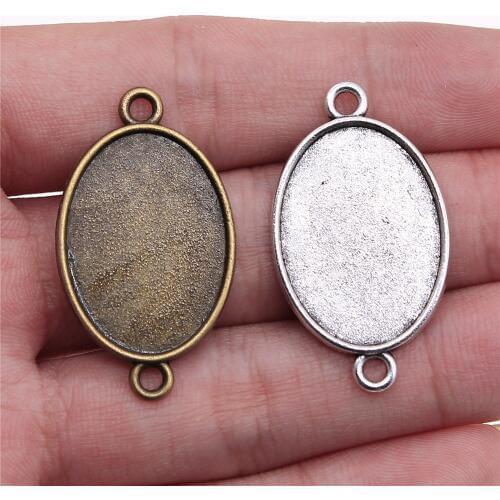WYSIWYG 10pcs 18x25mm 13x18mm Inner Size Vintage Antique Bronze Antique Silver Color Cameo Cabochon Base Setting Connector