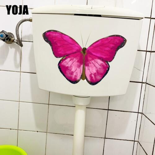 YOJA 22.5X15.3CM Red Butterfly Cartoon Home Wall Sticker Lovely Animal Bathroom Decor Toilet Seat Decal T1-2082