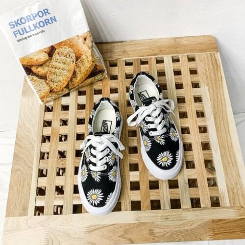 Chaussure Femme Marguerite Shoes Women 2019 Spring Summer New Floral Sneakers Girls Casual Canvas Shoe Sunflower Lovely Flats