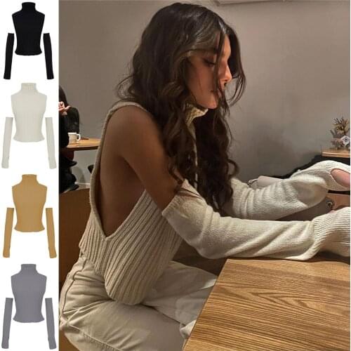 Spring Y2K Sweaters Women Fashion Knitwear Sleeveless Turtleneck Knitted Tank Top Preppy Style Pullovers Crop Top Sweater Autumn