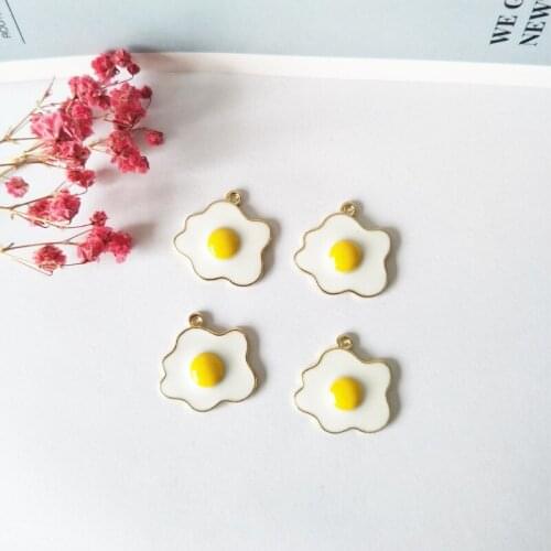 10pcs Classics Poached Egg Enamel Charms DIY Earring Finding Omelette Egg Pendants Floating Bracelet Hair Jewelry Accessory