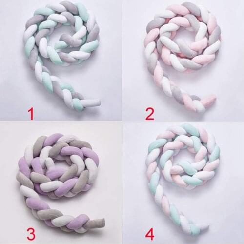 2M Nordic Knot Newborn Bumper Knot Long Knotted Braid Pillow Baby Bed Fence Woven Plush Crib Cushion Three Strands Bed Fence