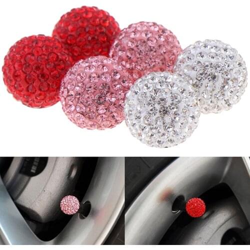 2Pcs Crystal Car Tire Valve Caps Crystal Diamond Shining Dustproof Valve Stem Caps Car Accessories