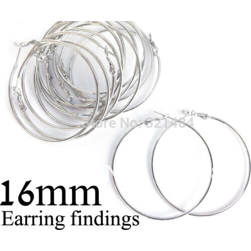 200piece 16mm Rhodium plated Nickel Dull silver french hook earring backs nickel free hoop earring findings