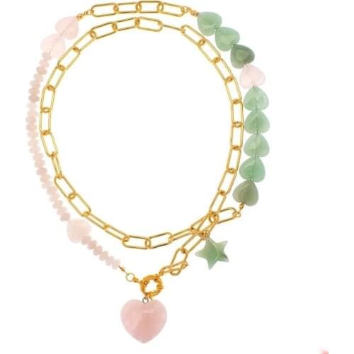 2021 wholesale pink quartz jade heart star pendant necklaces for women soft pastel HOLLY JUNE Green Joy Holy June Necklace link