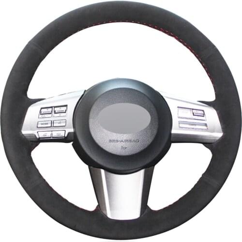 Black Suede DIY Hand-stitched Car Steering Wheel Cover for Subaru Outback 2010 2011 2012 Legacy 2009-2012