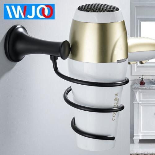 Hair Dryer Holder Black Stainless Steel Wall Mounted Bathroom Shelf Hair Dryer Rack Holder Save Space Bathroom Shelf Storage