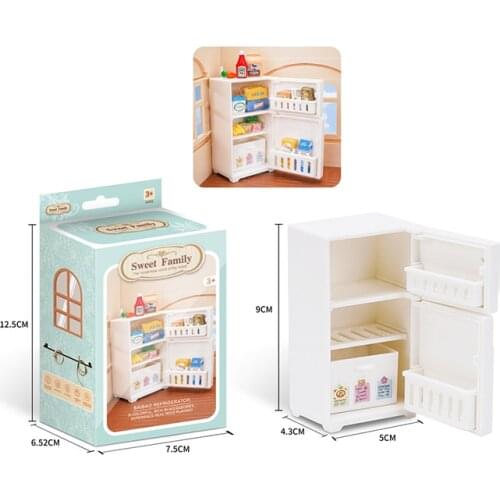 Children 1:12 Doll House Mini White Refrigerator Furniture Miniature Model Kitchen Play House Scene Game Educational Toys Gifts