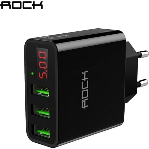ROCK 3 USB Port Travel Charger for EU USB Charger Wall Charger Fast Charge Adapter for iPhone iPad Samsung