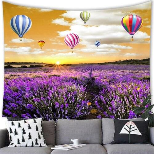 Wall Decor Big Tapestry Beautiful Lavender Field Landscape Painting Polyester Tapestry Live Broadcast Background Cloth T0001