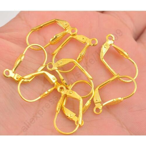 Good Quality 200pcs Yellow Gold Color Flexible Hook Earrings Earwires Woman Jewelry Lever Back Accessory Findings
