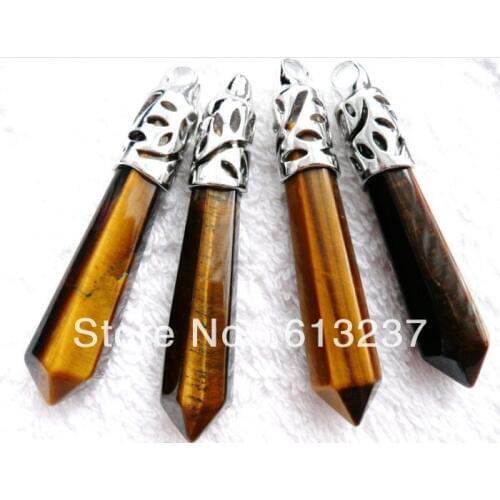 HOT!hot free Shipping new 2014 Fashion diy 5pcs Tigers eye pendant 62x12mm AAA MY4701