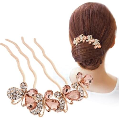 Crystal Butterfly Hair Clip Wedding Tiaras Bridal Headpieces Hair Combs Crystal Headband For Bride Princess Crown Tiara de noiva
