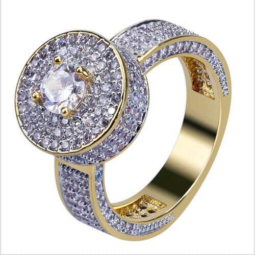 Fashion New Style Fashion Hip Hop Gold Color Full Iced Out Bling Jewelry Ring Micro Pave Cubic Zircon Round Rings 7 8 9 10 11