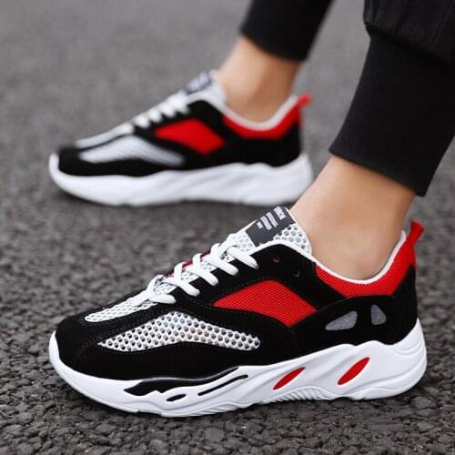 Spring Women Sports Shoes Lightweight Air Mesh Fashion Female Casual Shoes Anti Slip Ladies Leisure Running Shoes Balck Red