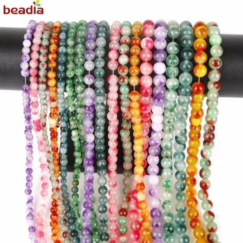 Hot Selling Round Natural Stone Bead Multi Colors Size Diameter 6/8/10MM Beads Jewelry Making Findings For Bracelet Necklace