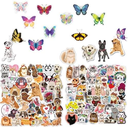 Cute Cats Anime Stickers Animals Butterfly Dogs Dinosaur Unicorn Sticker on Laptop Scrapbook Skateboard Water Bottle kids Toy