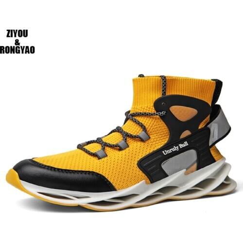Mens sneakers shoes TPU cushioning Speed running Luminous shoes casual shoes large size453647 Socks breath mesh shoes