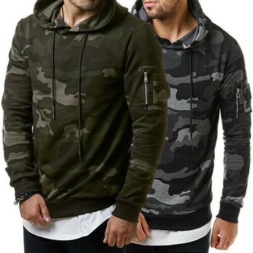 Men Winter Military Hoodie Camouflage Casual Pullover Shirts Top