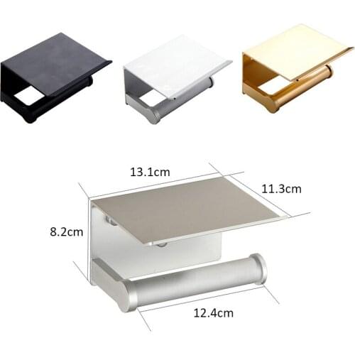 Wall Mounted Black Silver Toilet Paper Holder Tissue Paper Rack Roll Holder With Phone Storage Shelf Bathroom Accessories