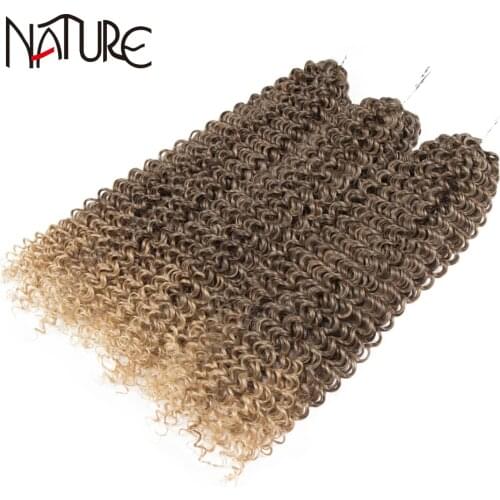 Nature Hair Synthetic Afro Kinky Curly Hair Passion Twist Crochet Hair Extension 3 Bundles Water Wave Braiding Hair Blonde Ombre