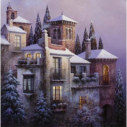 New arrival Diy Diamond painting Snow house Forest 40x40cm embroidery cross stitch crystal full square diamond decoration #BR72