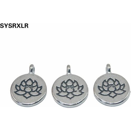 Wholesale 20/40 PCS 15 MM Round With Lotus Metal Zinc Alloy Charms Yoga DIY Pendant Bracelet Necklace Earring For Jewelry Making
