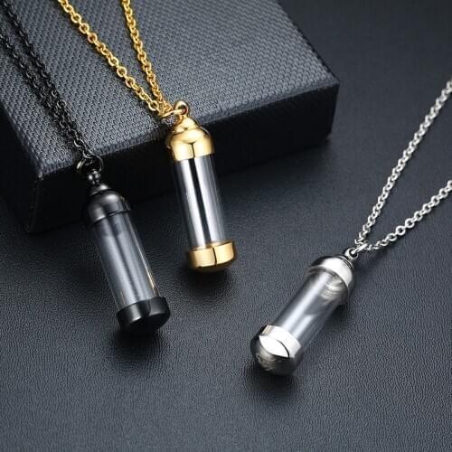 Openable Glass Memorial Ashes Urn Necklace Pendant Stainless Steel 3 Colors Perfume Bottle Urn Keepsake Pendant Cremation Pet