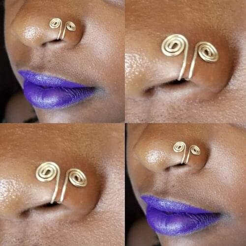 Fake Piercing Serpentine Snake Fake Nose Ring Hoop Helix Piercing Nose Cuff Nostril Piercing Earrings Clip Ear Jewelry