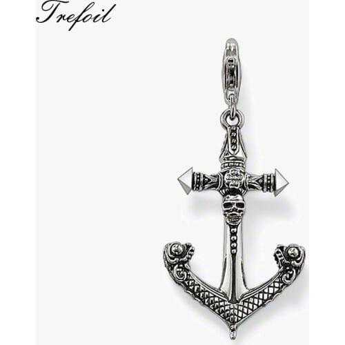 Skull Anchor Pendants, Fashion Jewelry 925 Sterling Silver Blackened Punk Gift For Women Men Boy Girls Fit Necklace 2018 Viking