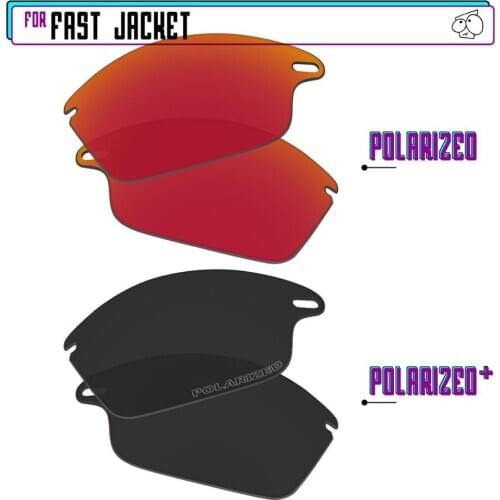 EZReplace Polarized Replacement Lenses for - Oakley Fast Jacket Sunglasses - Black P Plus-Red P