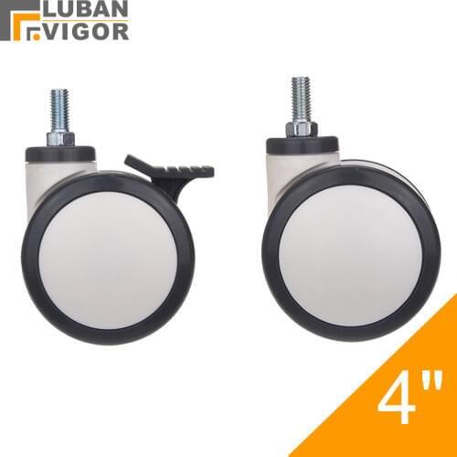Strong 4 inch ,Medical casters/wheels With brake,M12x25 screw,load 150kg,Mute Wearable,For Hospital trolley Electronic equipment