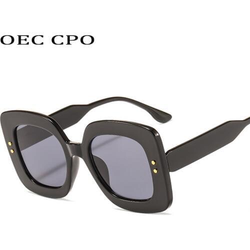 OEC CPO Oversized Fashion Women Square Sunglasses Brand Designer Black Sun Glasses Women Vintage Eyewear UV400 Glasses O237