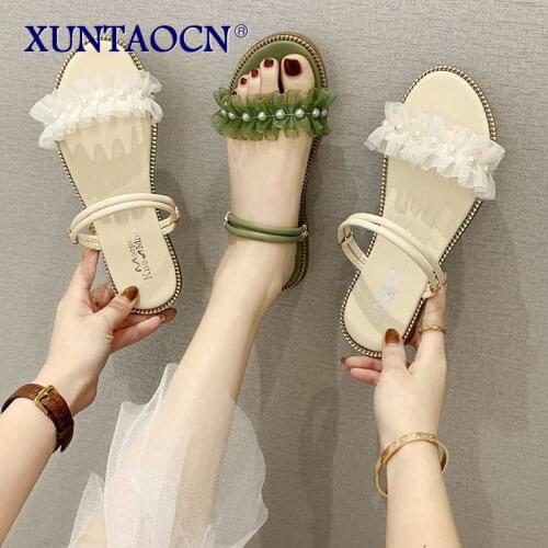 Flat Shoes Female Ladies' Slippers Luxury Slides Slipers Women Summer Soft Designer 2021 Girl Rome Basic PU Scandals Shoes Woman