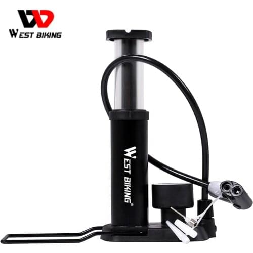 WEST BIKING Bike Foot Activated Floor Pump Bicycle Ultra-light Air Mini Pump With 80PSI High Pressure Cycling Tire Floor Pumps