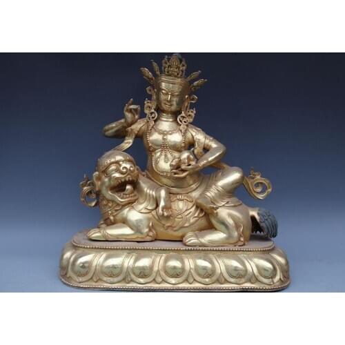 Tibet Buddhism Bronze Copper Yellow Jambhala God of Wealth Mammon Buddha Statue