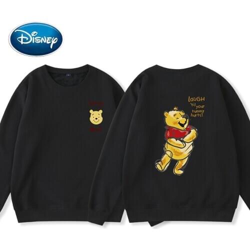 Disney Sweatshirt Fashion Winnie the Pooh Bear Letter Cartoon Print Harajuku Women Unisex Long Sleeve Streetwear Tops 9 Colors