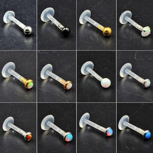 1pc UV Acrylic Zircon Opal Push-in Ear Helix Tragus Lip Stud Cartilage Earring Labret Monroe Ring Body Jewelry Retainer 16g