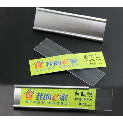 10pcs 70*22mm blank reusable name badge holder with pin staff name tag blank aluminum name badge holder