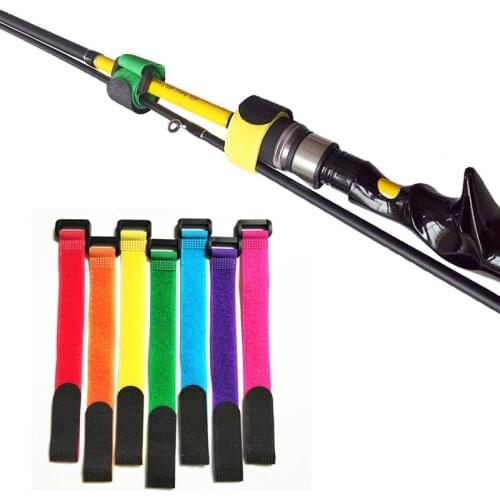 5Pcs 25cm Fishing Rod Tie Holder Strap Suspenders Fastener Hook Loop Ties Fishing Rod Strapping Velcro Outdoor Fishing Gadget