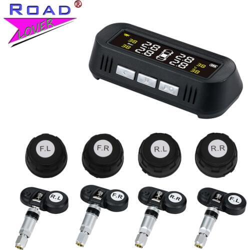 Car TPMS Solar Power Tire Pressure Monitoring System Solar Digital LCD Display Auto 4 Internal/ External TPMS For Universal Cars