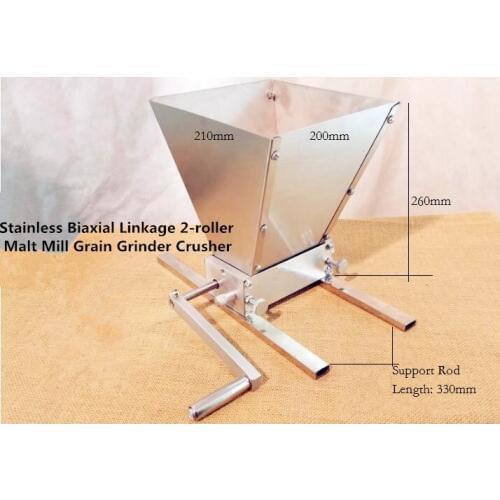 Free Shipping Newest Stainless Biaxial Linkage 2-roller Malt Mill Grain Grinder Crusher For Homebrew