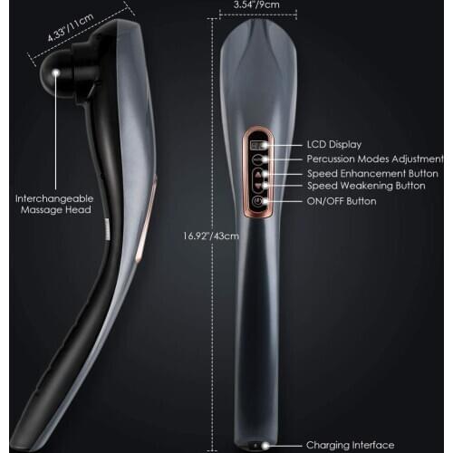 Cordless Neck Back Massager Rechargeable Handheld Deep Tissue Percussion Massage for Shoulder back massager handheld