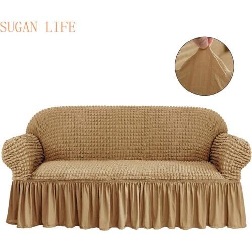NEW Elastic Sofa Cover 3D Plaid Slipcover Universal Furniture Covers with Elegant Skirt for Living Room Armchair Couch Sofa