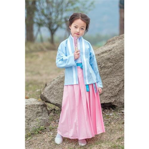 3 PCS Children Chinese Traditional Costume Girl Kids Tang Ruqun Dress Dance Clothing Princess Ancient Hanfu National Clothes 89
