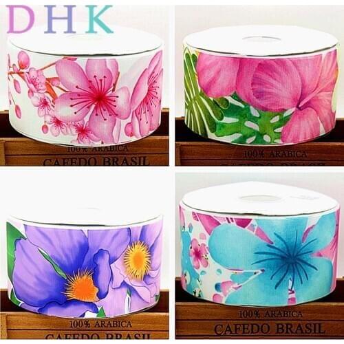 DHK 3'' Free shipping flowers printed grosgrain ribbon Accessory hairbow headwear DIY decoration 75mm S777