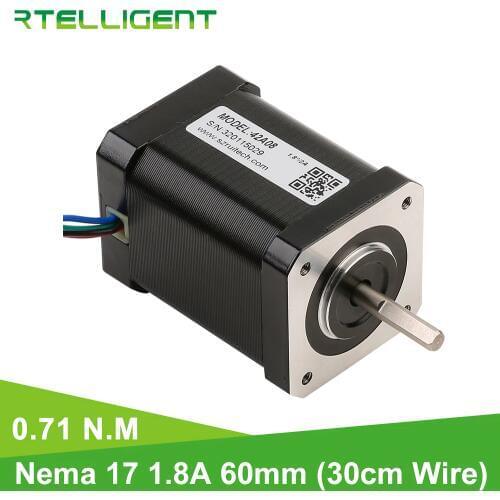 Rtelligent Nema 17 3D Printer Motor 7.1kgcm 0.71N.M (100.5oz.in) 4 Lead Stepper Motor for Printing Robot Arm